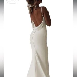 Simple Boho V-Neck Wedding Dresses Spaghetti Straps Mermaid Satin Bridal Gown